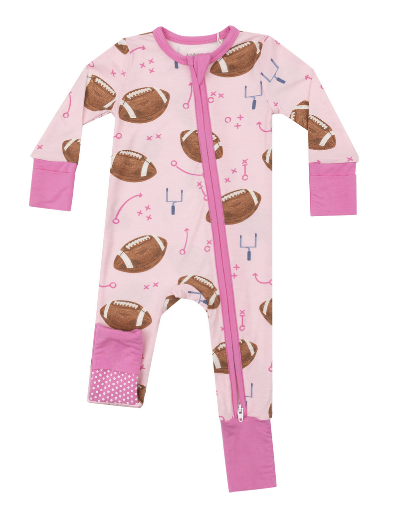 Angel Dear Footballs Pink - 2 Way Zipper Romper