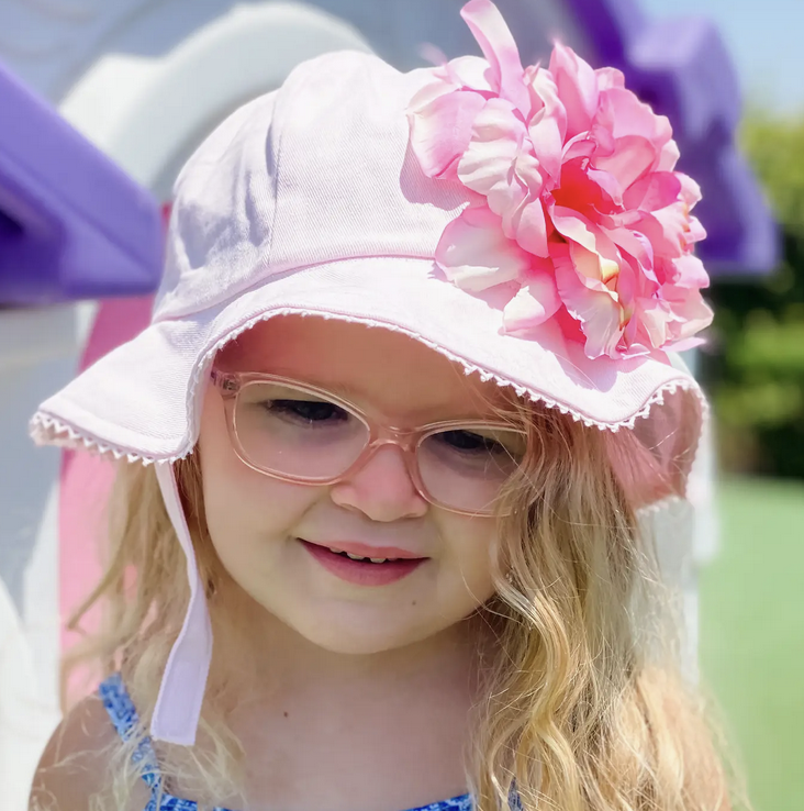 Jamie Rae Pale Pink Stella Sun Hat with Peony Flower | Pink Peony