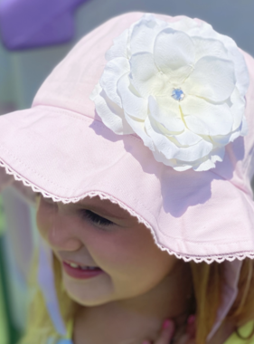 Jamie Rae Pale Pink Stella Sun Hat with Rose | Candy Pink Rose