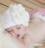 Jamie Rae White Cotton Hat with Peony | White Peony