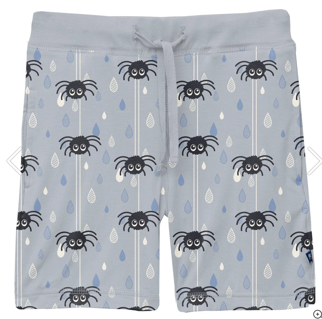 Kickee Pants Shorts-Pearl Blue Itsy Bitsy Spider