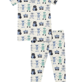 Kickee Pants S/S Henley Pajama Set-Natural Robots