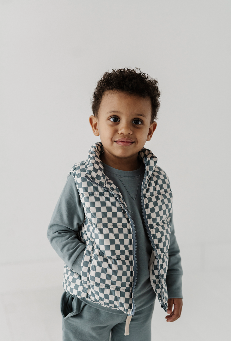 Baby Sprouts Puffer Vest-Checker Storm