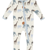 Kickee Pants Footie- 2 Way Zipper  Natural Just So Animals