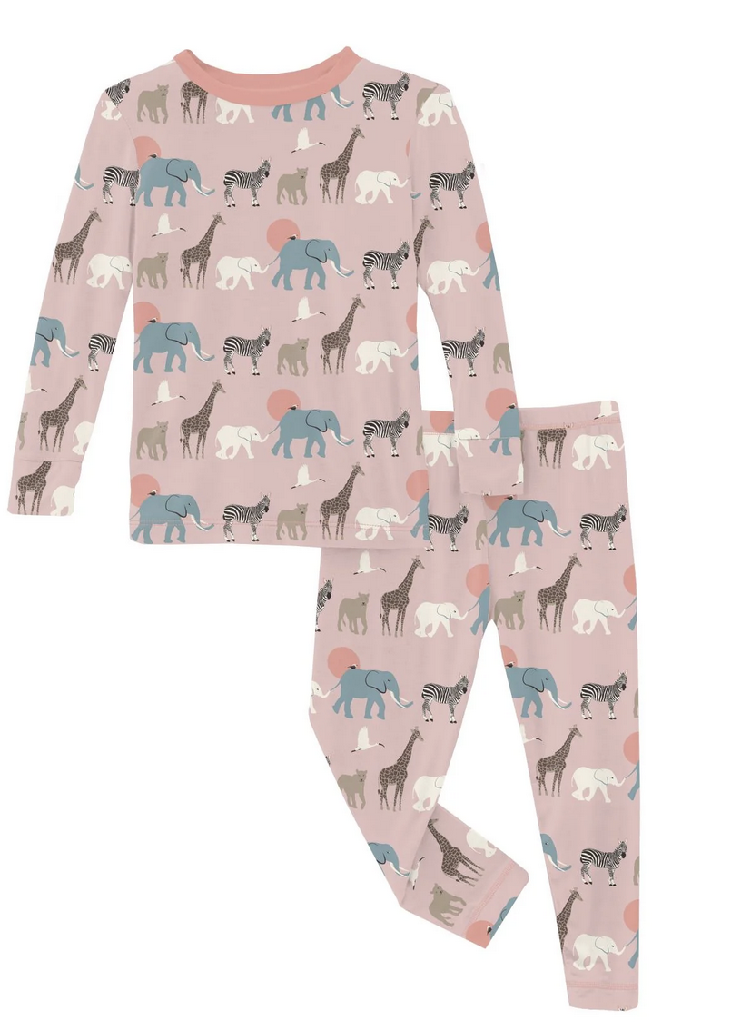 Kickee Pants L/S Pajama Set-Baby Rose Just So Animals