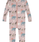 Kickee Pants Convertible Sleeper  Zipper-Baby Rose Just So Animals