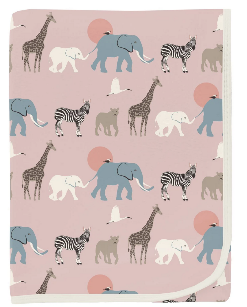 Kickee Pants Swaddling Blanket -Baby Rose Just So Animals