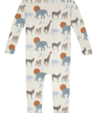 Kickee Pants Print Convertible Sleeper Zipper-Natural Just So Animals