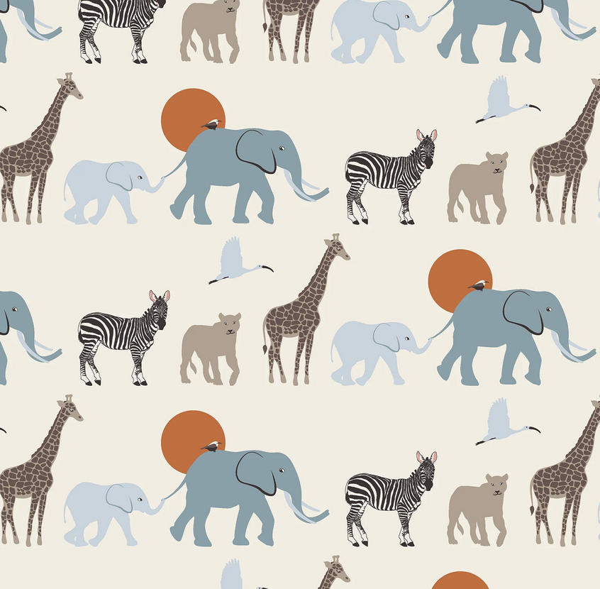 Kickee Pants Print Convertible Sleeper Zipper-Natural Just So Animals