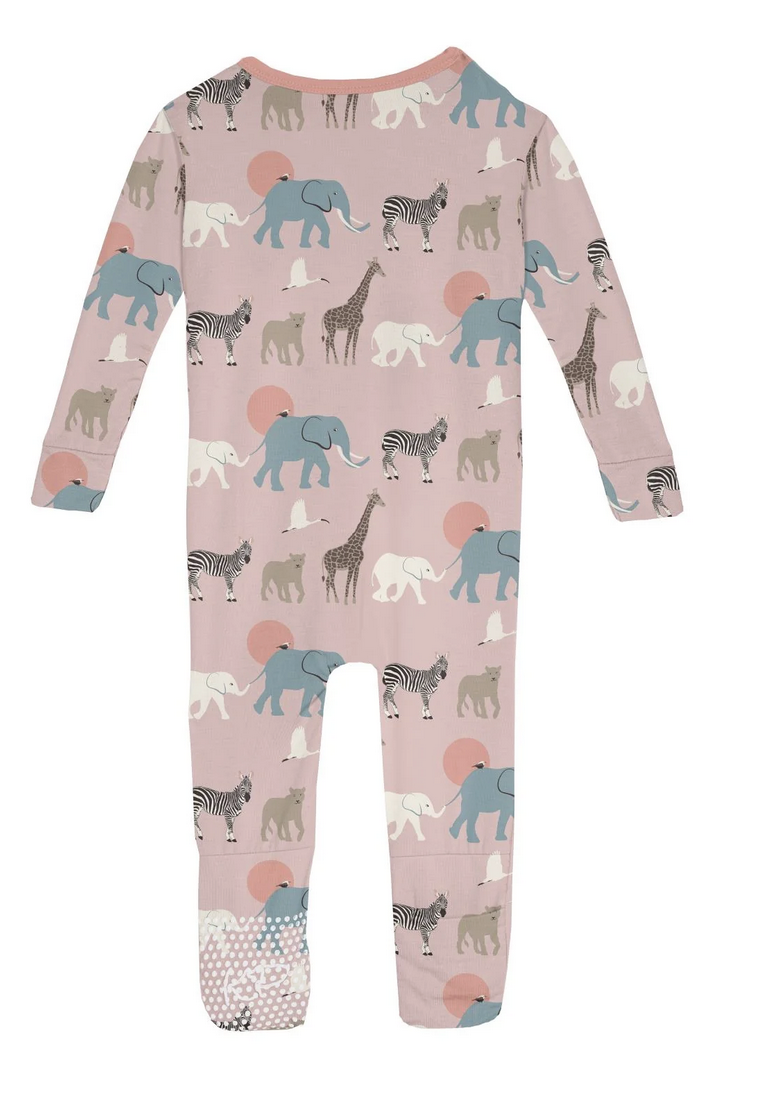 Kickee Pants Convertible Sleeper  Zipper-Baby Rose Just So Animals