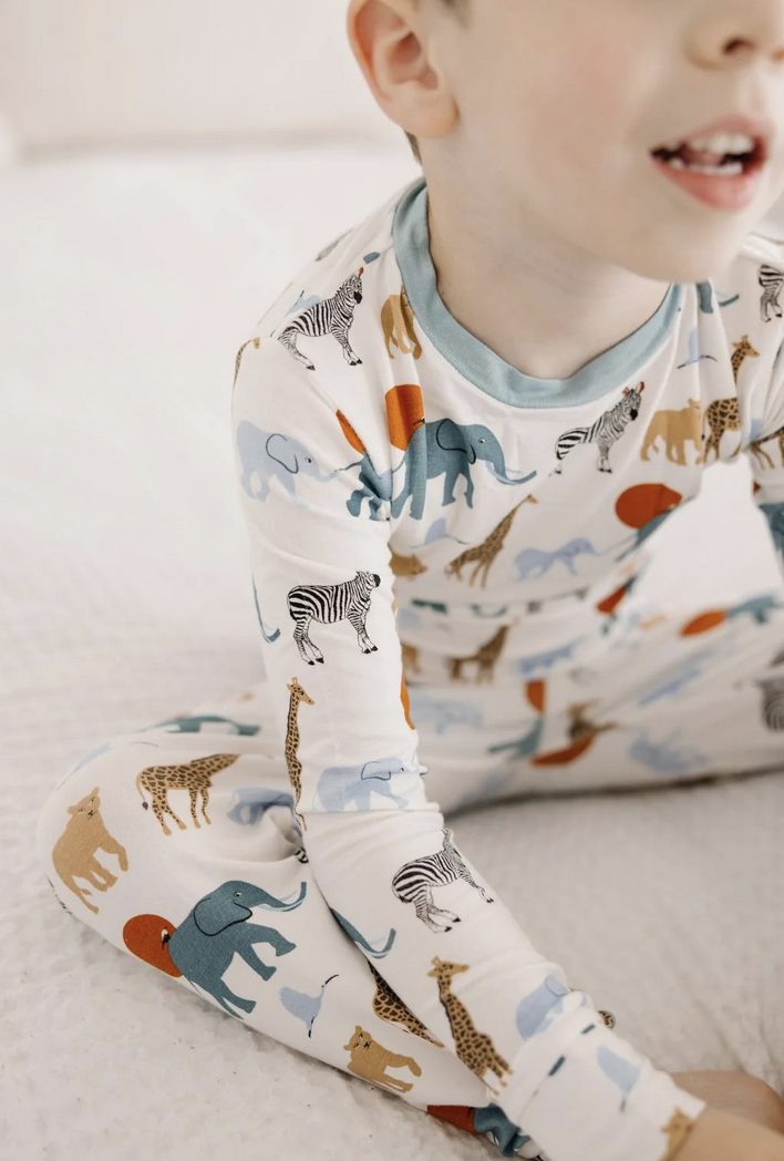 Kickee Pants L/S Pajama Set-Natural Just So Animals