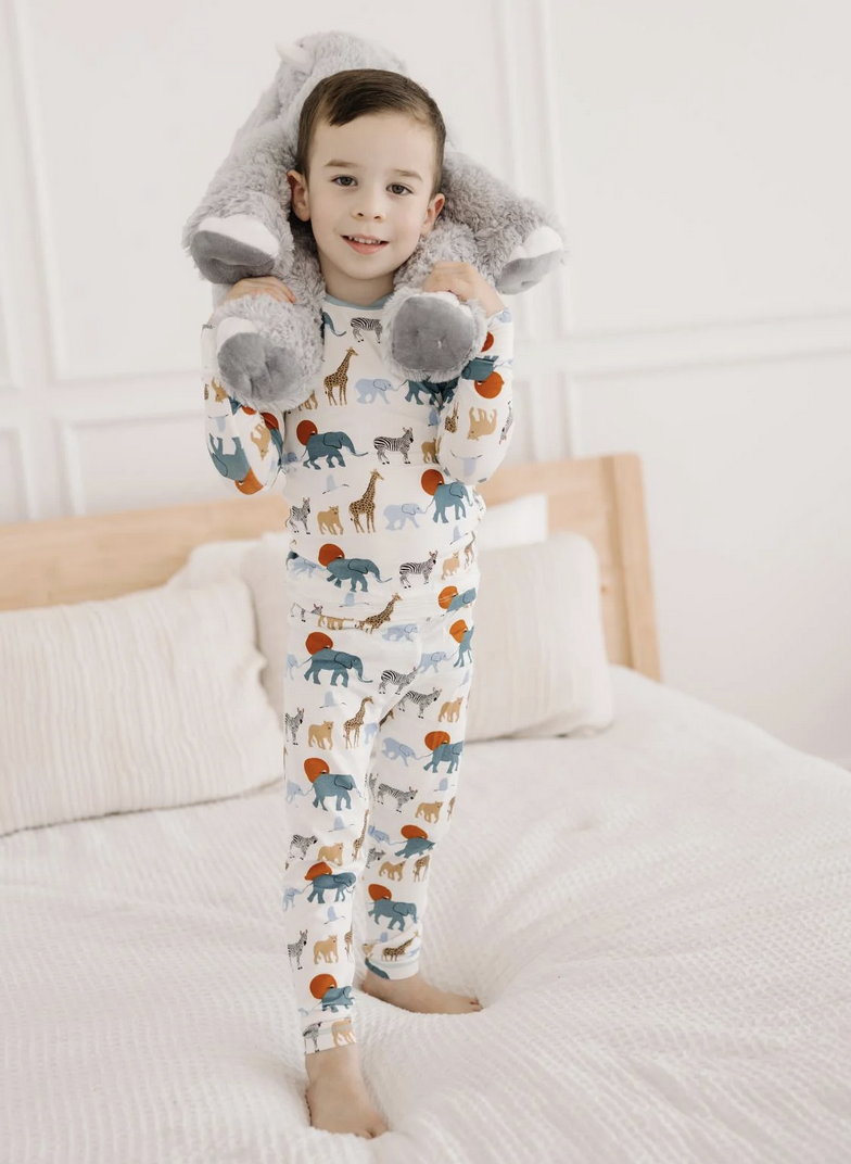 Kickee Pants L/S Pajama Set-Natural Just So Animals