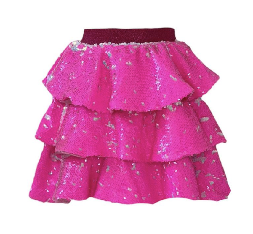 Lola and The Boys Hot Pink 3 Tier Sparkle Skirt
