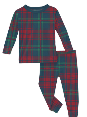 Kickee Pants L/S Pajama Set-Peacock Plaid
