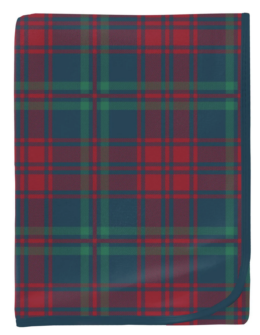 Kickee Pants Swaddling Blanket-Peacock Plaid
