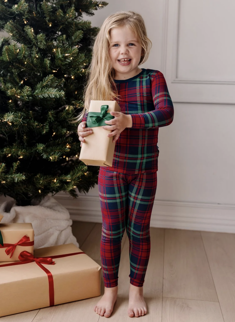 Kickee Pants L/S Pajama Set-Peacock Plaid