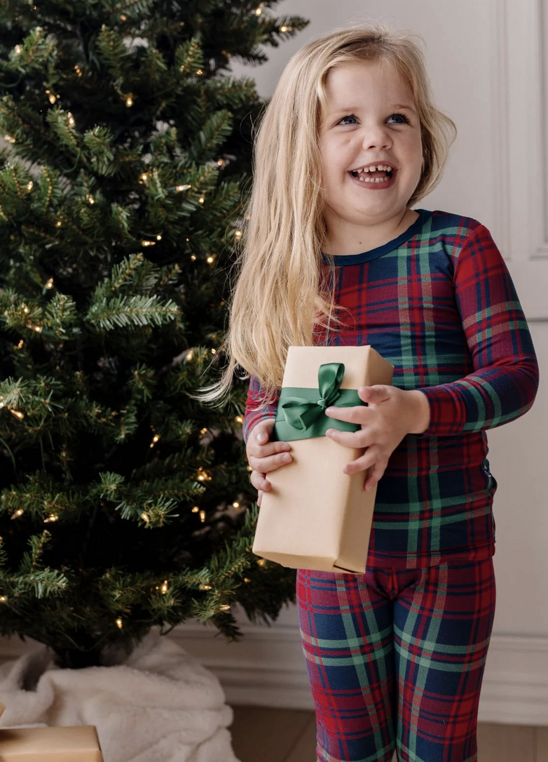 Kickee Pants L/S Pajama Set-Peacock Plaid