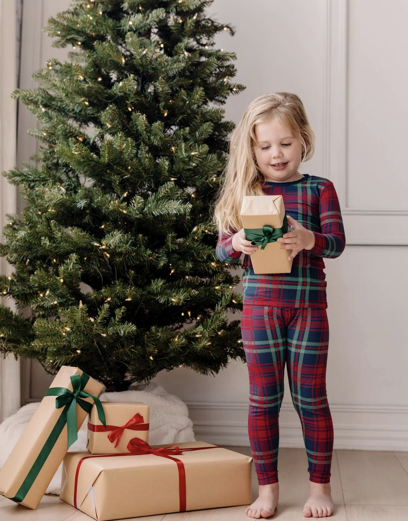 Kickee Pants L/S Pajama Set-Peacock Plaid