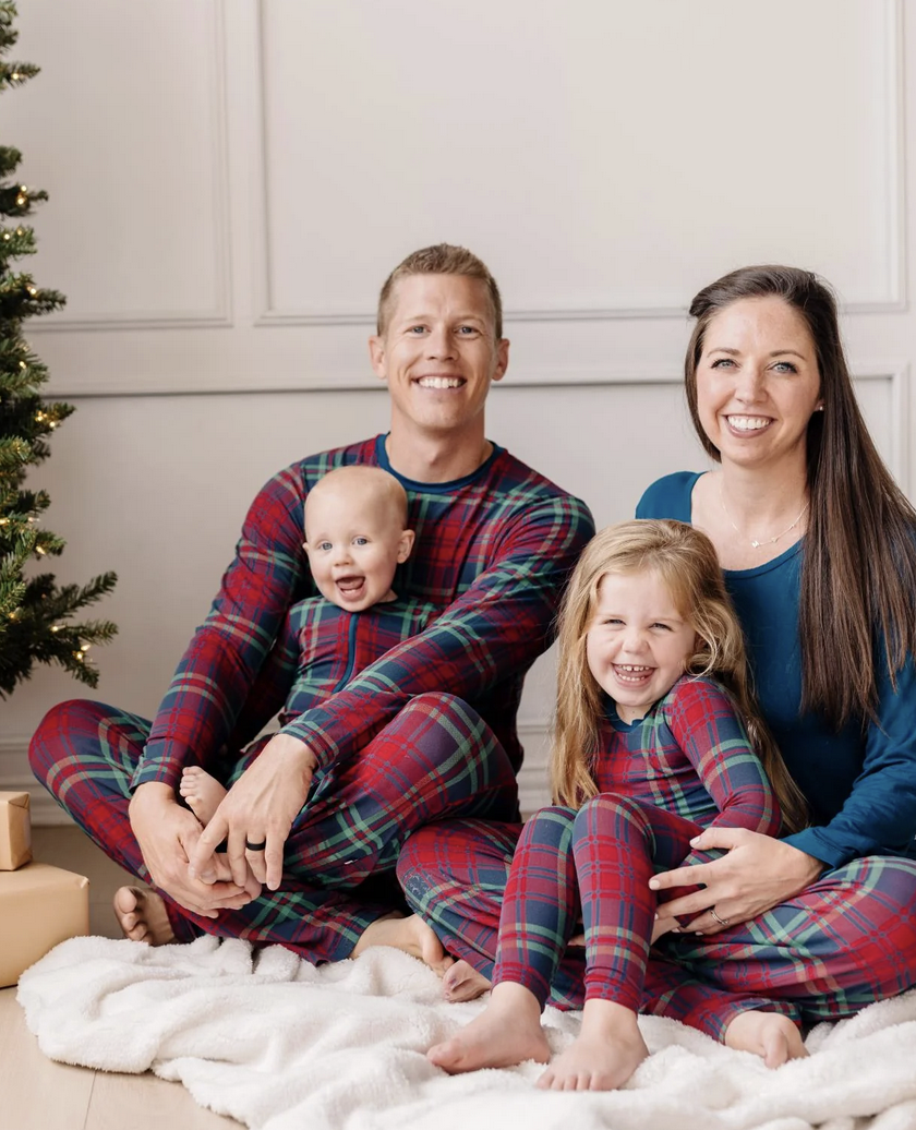 Kickee Pants L/S Pajama Set-Peacock Plaid