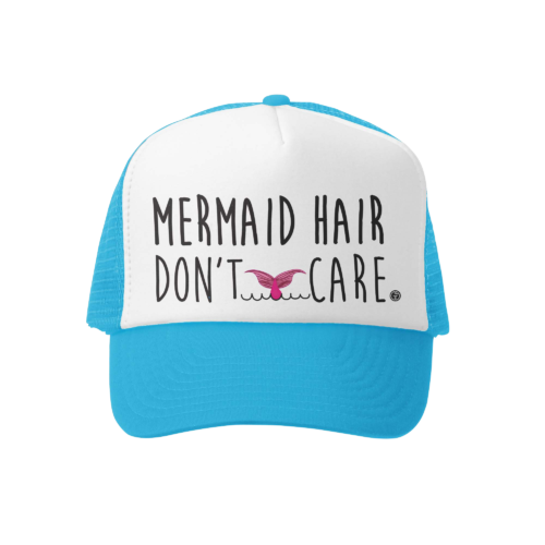 Grom Squad Mermaid Hair/Dont Care Trucker Hat Aq/Wh
