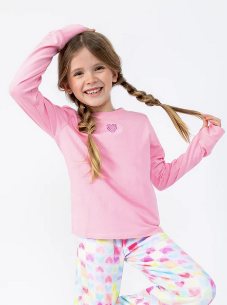 Preppy Goose Pink Heart L/S Top