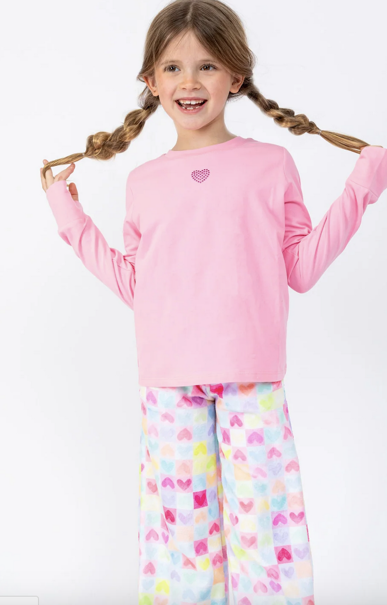 Preppy Goose Pink Heart L/S Top