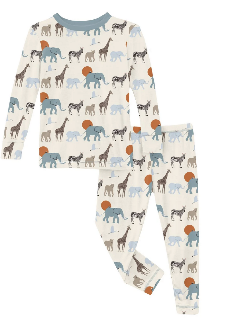Kickee Pants L/S Pajama Set-Natural Just So Animals