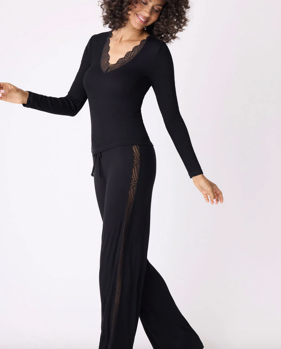 P.J. Salvage L/S Lacey Basics Tee-Black