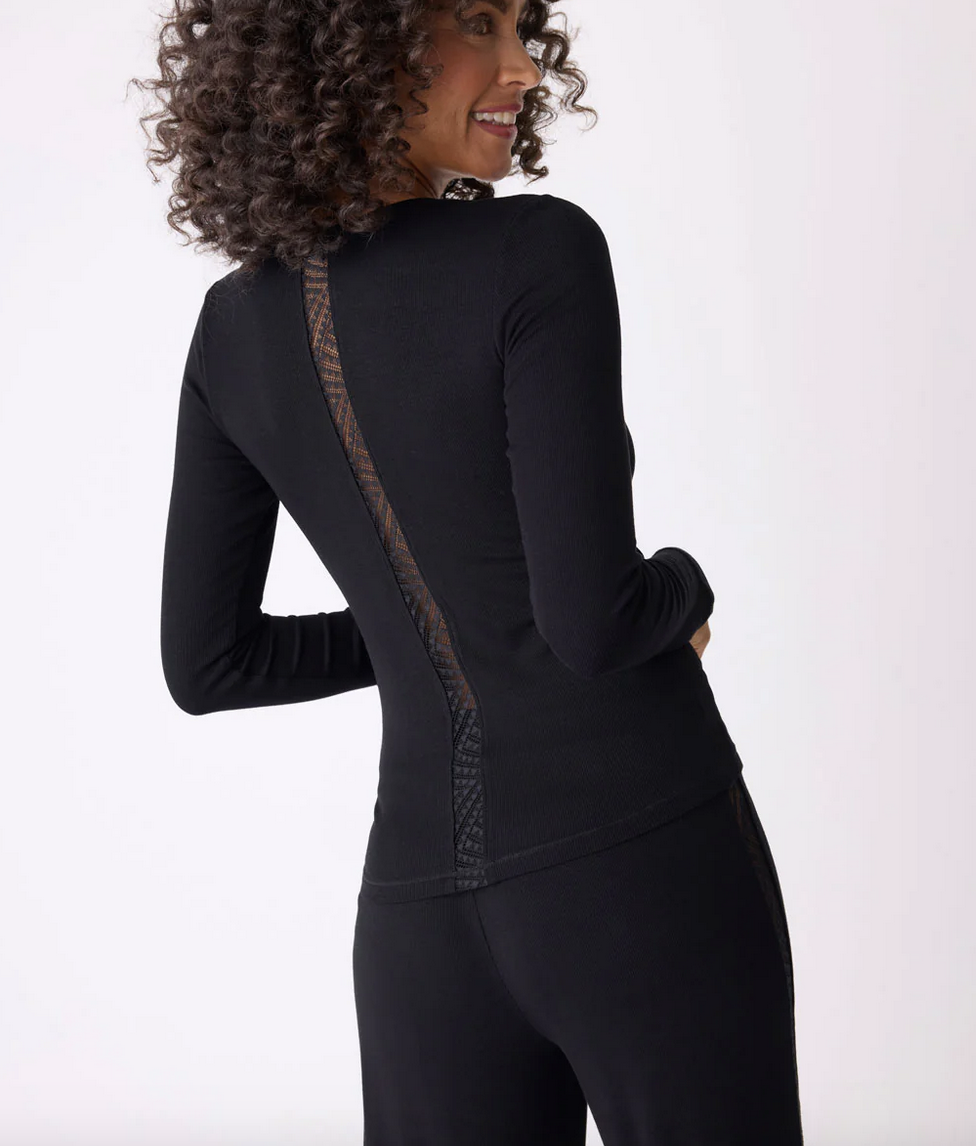 P.J. Salvage L/S Lacey Basics Tee-Black