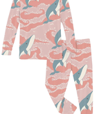 Kickee Pants L/S Pajama Set-Baby Rose Splashing Whales