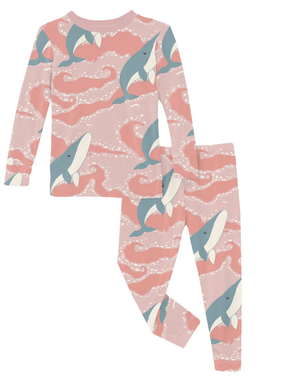 Kickee Pants L/S Pajama Set-Baby Rose Splashing Whales