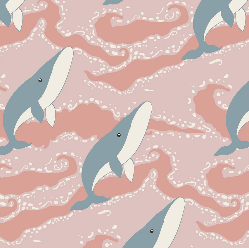 Kickee Pants L/S Pajama Set-Baby Rose Splashing Whales
