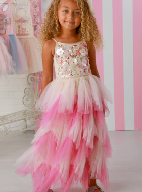 Ooh! La La! Couture Elyna Ivory/Soft Pink/Candy Pink Dress