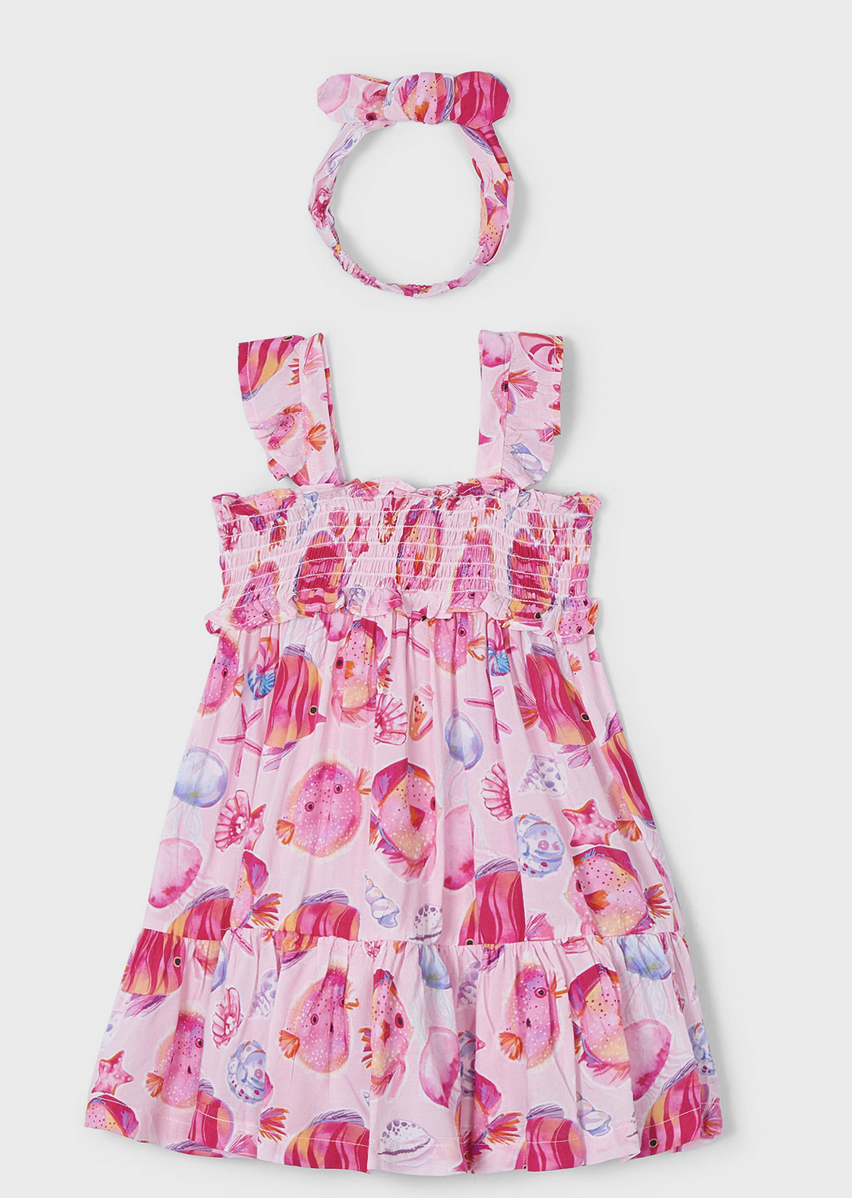 Mayoral 3939 46 Printed Dress-Magenta