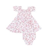 Angel Dear Ribbons and Flowers Puff Sleeve Smocked Dress and DC