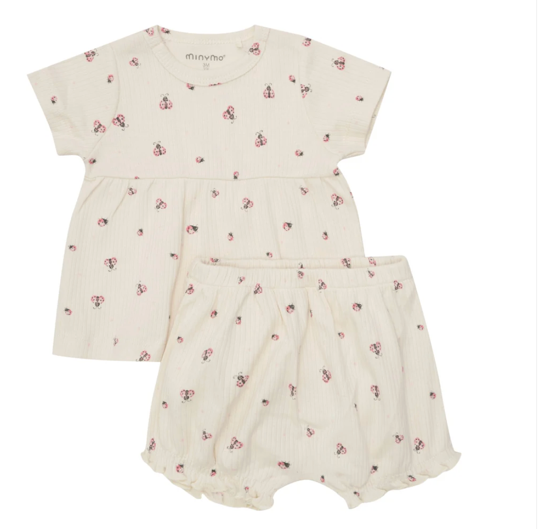 Minymo 2-Piece Set AOP Rib113920 Ladybug