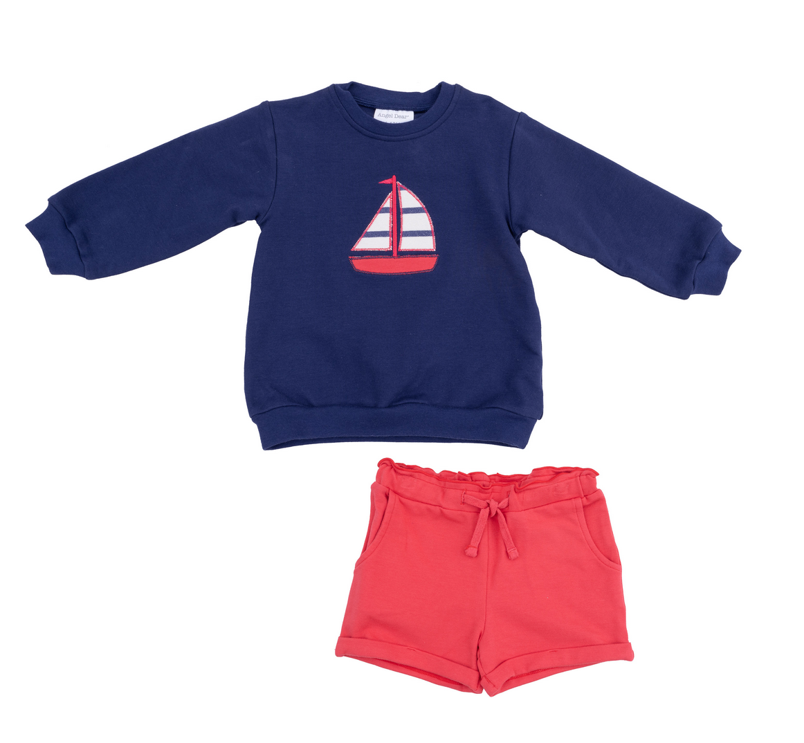 Angel Dear Sailboat  Sweatshirt/Short Set 817A-S25-SFT