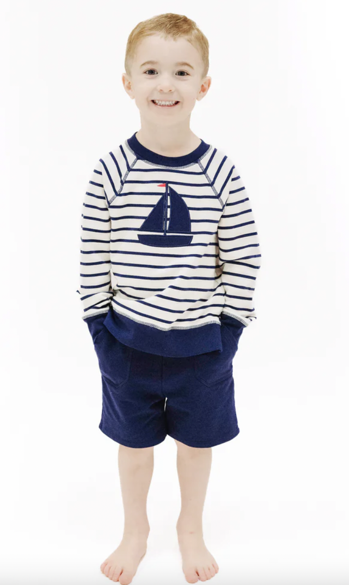 Angel Dear Stripe Sweat Shirt/Short Set 818A-S25-NST