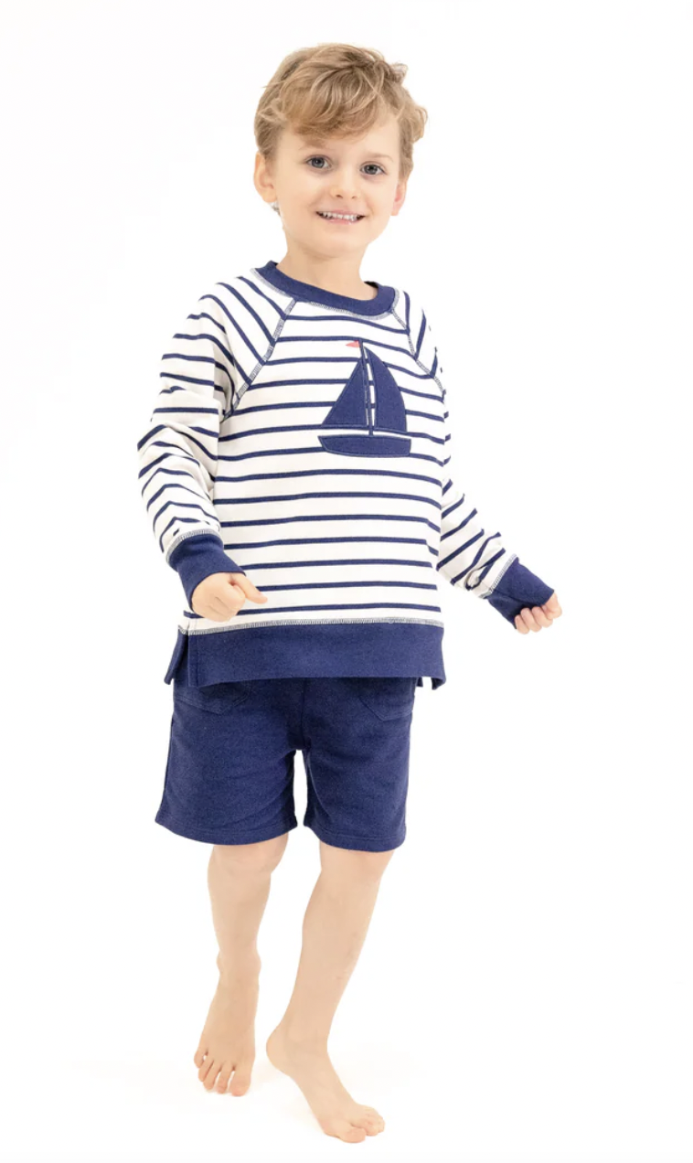 Angel Dear Stripe Sweat Shirt/Short Set 818A-S25-NST