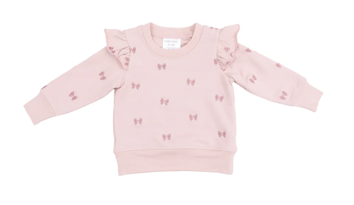 Angel Dear Bow French Terry Ruffle Sweatshirt/Jogger Set 658-S25-BFT