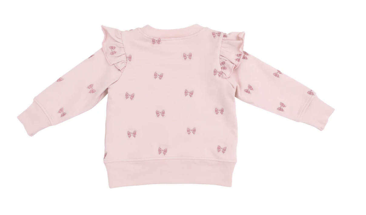 Angel Dear Bow French Terry Ruffle Sweatshirt/Jogger Set 658-S25-BFT