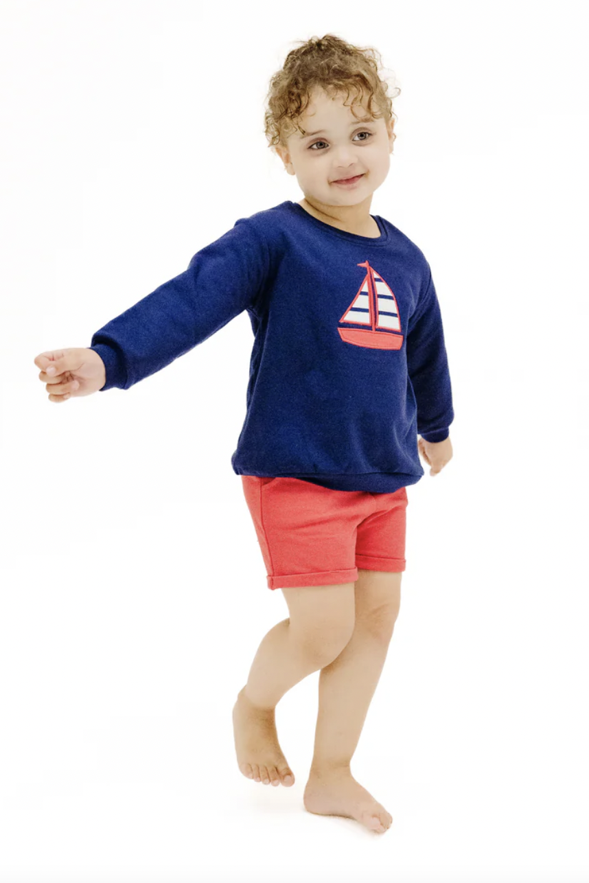 Angel Dear Sailboat  Sweatshirt/Short Set 817A-S25-SFT