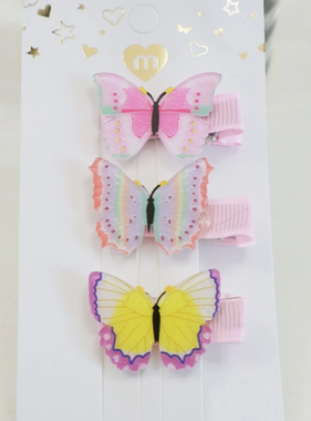 3 Kind Glittered Butterfly Hair Clip Set