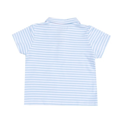 Angel Dear Golf Blue Stripe Applique Polo Shirt w/ Applique and Bamboo Short