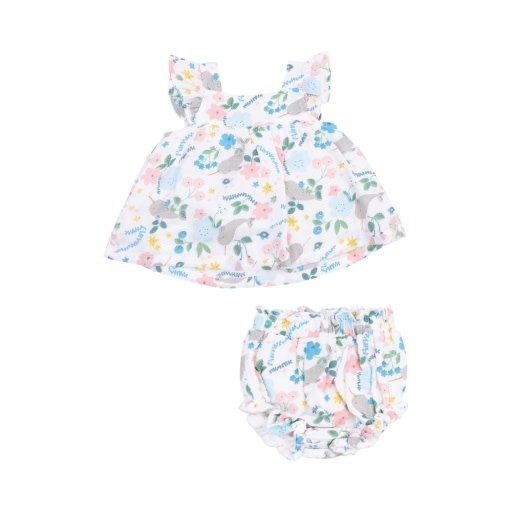 Angel Dear Narwhal Floral Pinafore & High Waisted Diaper Cover