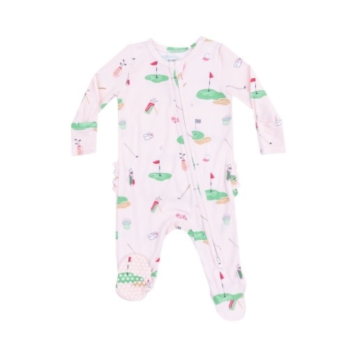 Angel Dear Golf Things Pink 2 Way Zipper Ruffle Back Footie