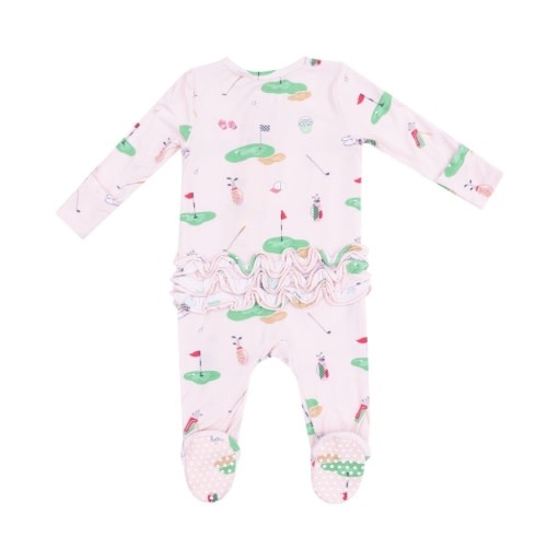 Angel Dear Golf Things Pink 2 Way Zipper Ruffle Back Footie