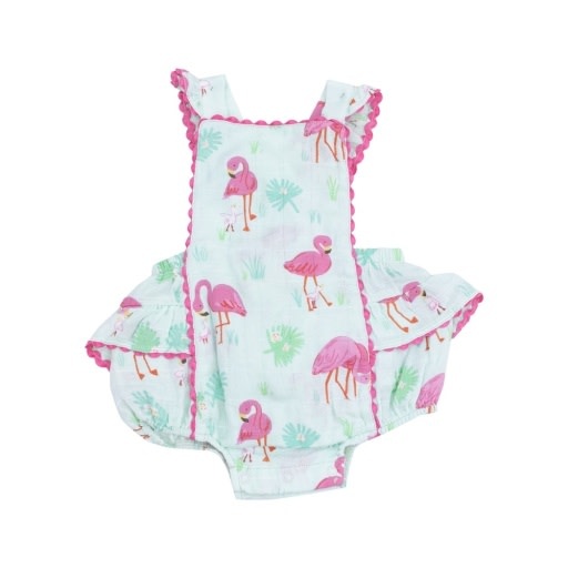 Angel Dear Flamingos Ric-Rac Ruffle Sunsuit