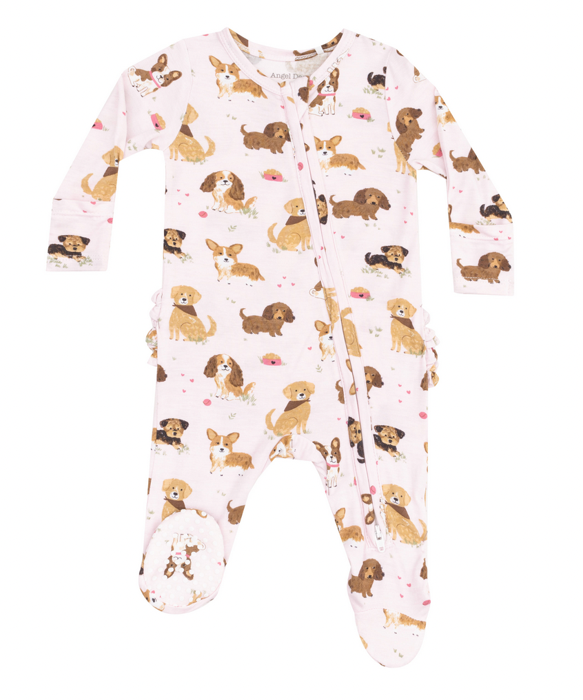Angel Dear Best Friend Dogs Pink 2 Way Zip Footie