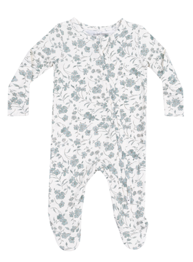 Angel Dear Baby'S Breathe Floral 2 Way Zip Footie